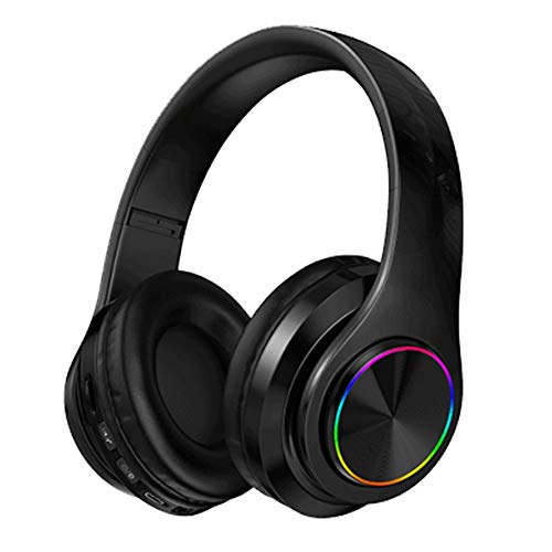 LED Bluetooth Wireless Foldable Headphone Headset with Built in Mic (Black)